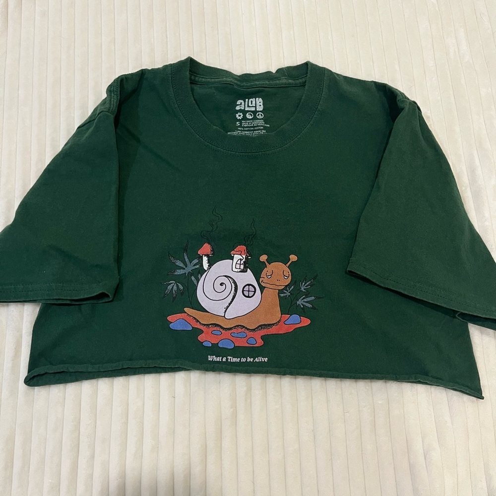 aLab green graphic cropped tee